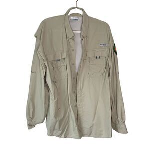 Men's Columbia PFG Khaki Performance Fishing Shirt sz. L #AQ